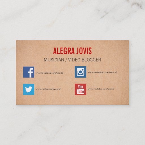 Customizable SOCIAL MEDIA MUSICIAN YOU TUBE BUSINESS CARD