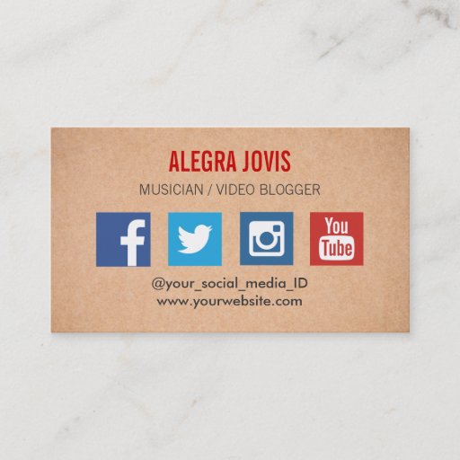 Customizable SOCIAL MEDIA MUSICIAN YOU TUBE BUSINESS CARD BUSINESS CARD TEMPLATE
