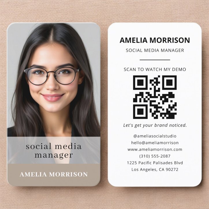 Social Media Neutral QR Code Photo Business Card