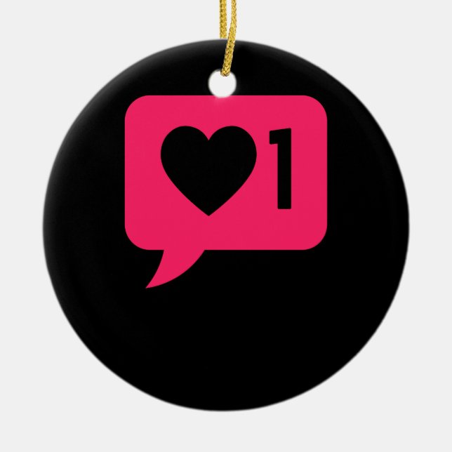 Social Media Notification Valentines Day Ceramic Ornament (Front)