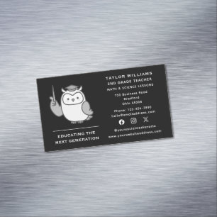 Social Media Owl Teacher Educator Tutor Tutoring Business Card Magnet