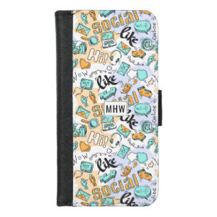 Social Media Pattern custom monogram phone wallets