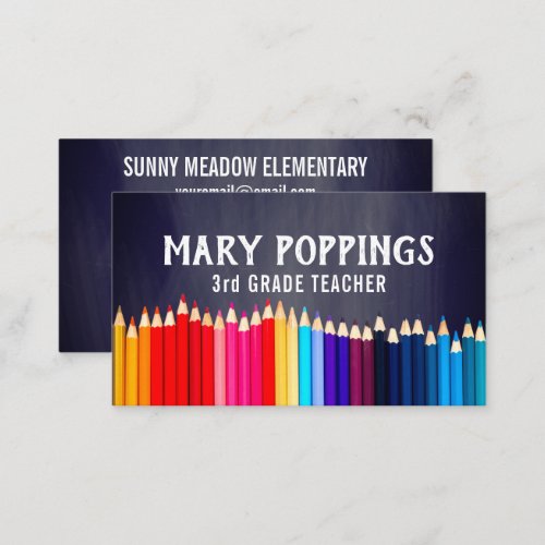 Social Media  Pencils Chalkboard Teacher Business Card