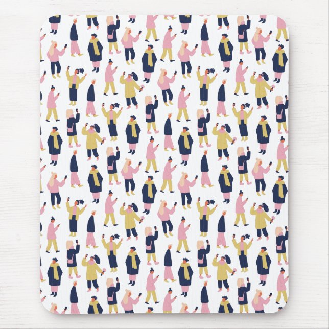 Social Media People Pattern Mouse Pad (Front)