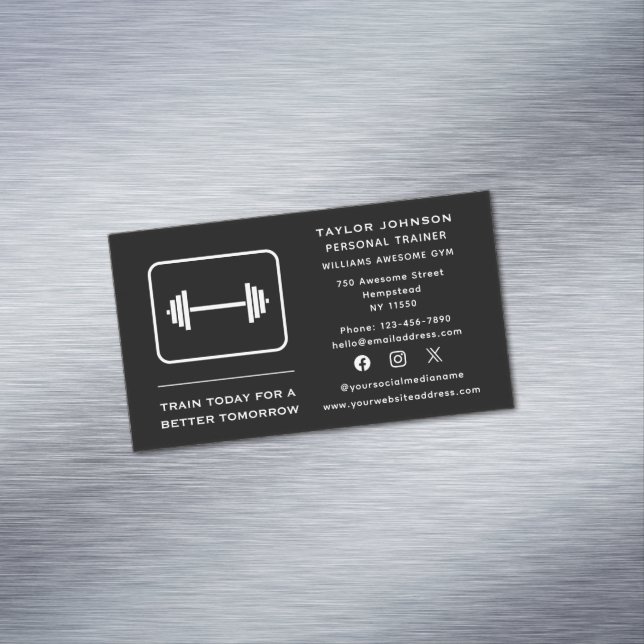 Social Media Personal Trainer Fitness Instructor Business Card Magnet (In Situ)