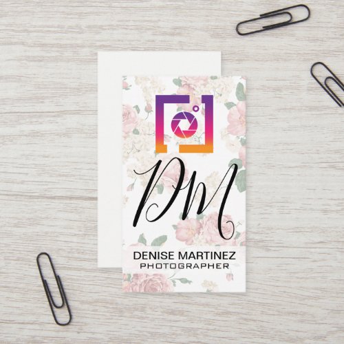 Social Media Photo Icon  Vintage Floral Business Card