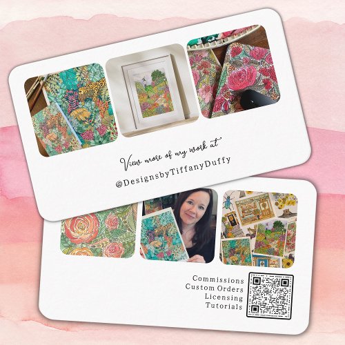 Social Media Photo Template Collage with QR Busine Business Card