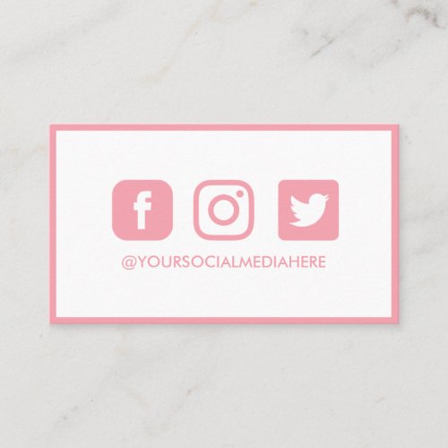 Social Media Pink Edges Elegant Modern Business Card