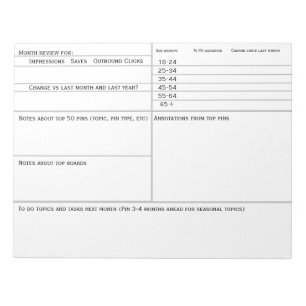 Social Media Pins Tracker for Monthly Planning Notepad