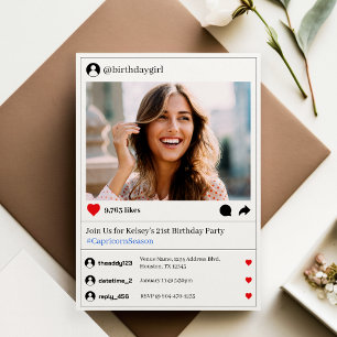 Social Media Post Photo 21st Birthday Party Invitation