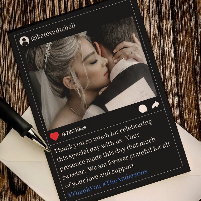 Social Media Post Photo Dark Mode Wedding Thank You Card (Social Media Post Photo Dark Mode Wedding Thank You Card
)