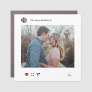 Social Media Post Style Photo and Name Couple  Car Magnet
