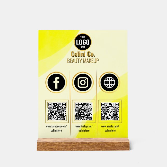 Social Media QR Code Acrylic Sign - Custom Beauty  (Front)