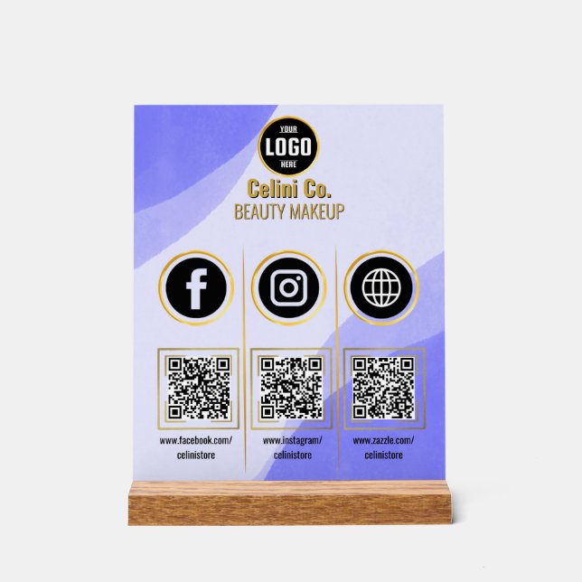 Social Media QR Code Acrylic Sign - Custom Beauty  (Front)