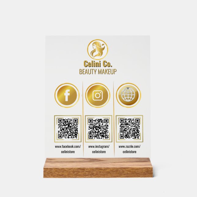 Social Media QR Code Acrylic Sign - Multi Platform (Front)