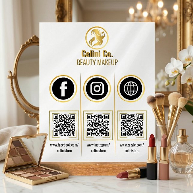 Social Media QR Code Acrylic Sign - Multi Platform (Multi QR Code Business Sign - Social Media Display for Instagram & Facebook!)