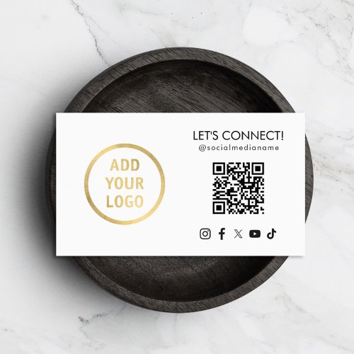 Social Media QR Code Add Your Logo White Business Card