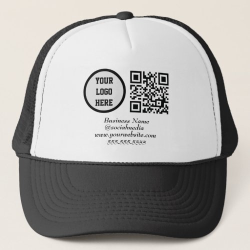 Social media QR Code Black Modern Business Logo Trucker Hat