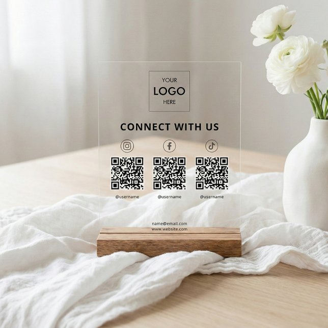 Social Media QR Code Business Acrylic Sign (Creator Uploaded)