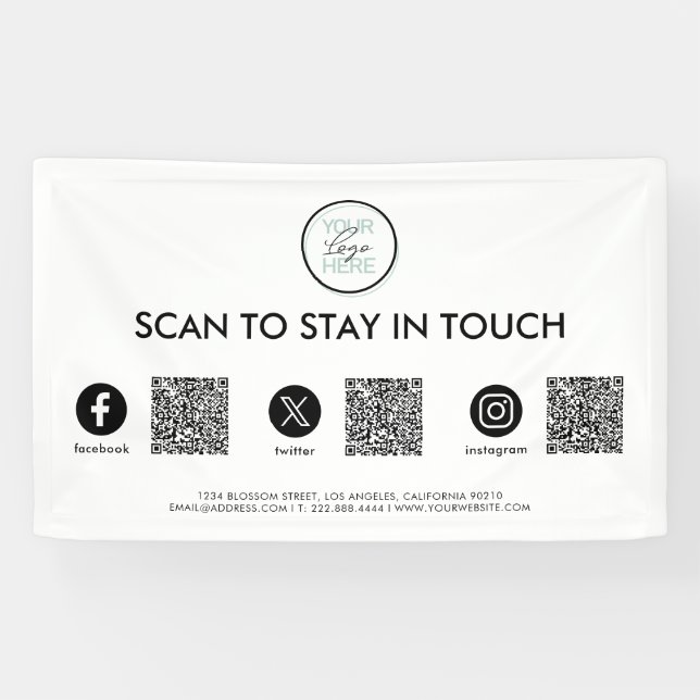 Social Media QR Code Business Banner (Horizontal)