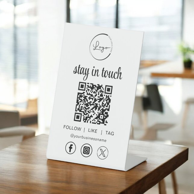 Social Media QR Code Business Logo Pedestal Sign (Creator Uploaded)
