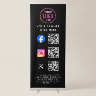 Social Media QR Code Business Logo Retractable Ban Retractable Banner