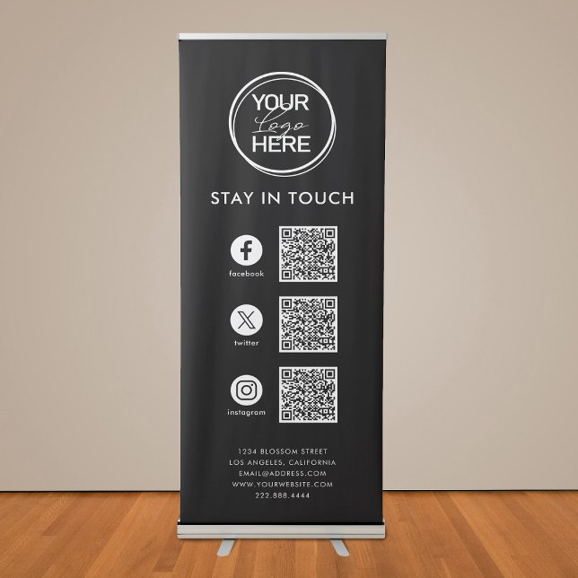 Social Media QR Code Business Logo Retractable Banner (Creator Uploaded)