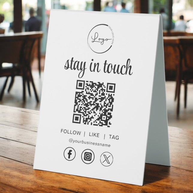 Social Media QR Code Business Logo Table Tent (Creator Uploaded)