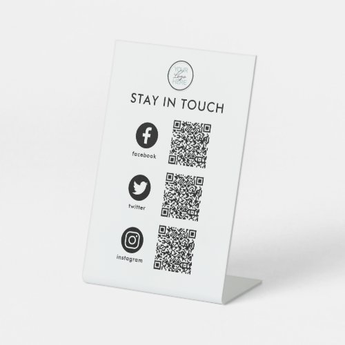 Social Media QR Code Business Pedestal Sign - Social media business pedestal sign featuring your company logo, and QR codes for customers to follow you on social media platforms.