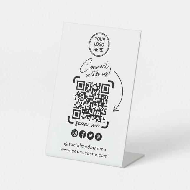 Social Media QR Code Business Pedestal Sign (Front)