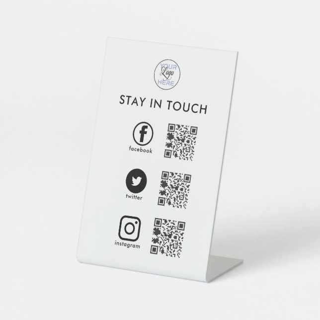 Social Media QR Code Business Pedestal Sign (Front)