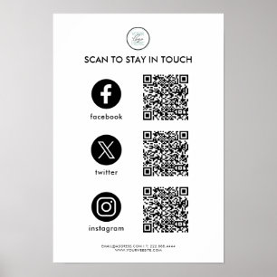 Social Media QR Code Business Poster