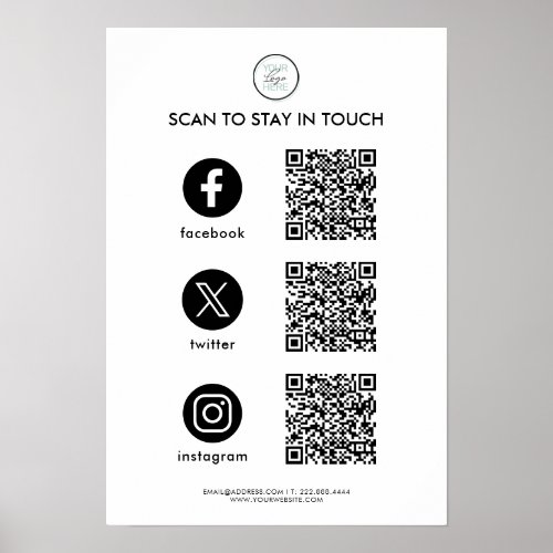 Social Media QR Code Business Poster