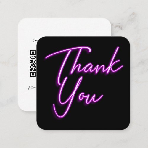 Social Media QR Code Business Purple Thank You Square Business Card