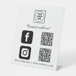 Social Media QR Code Connect Instagram Facebook Pedestal Sign