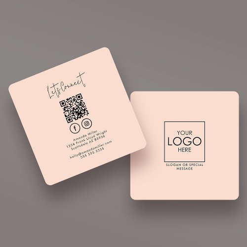 Social Media QR Code Connect With Us Modern Bold Square Business Card