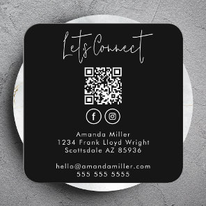 Social Media QR Code Connect With Us Modern Square Business Card