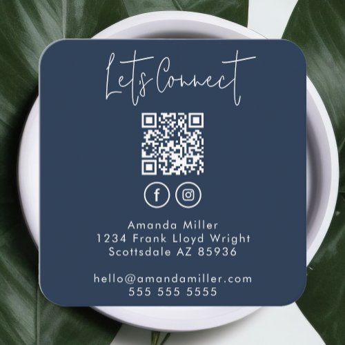 Social Media QR Code Connect With Us Modern Square Business Card
