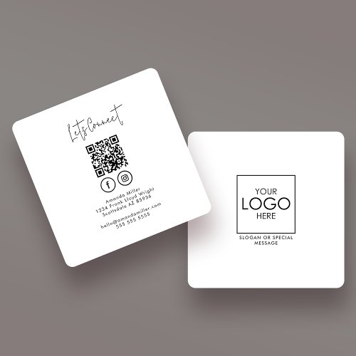 Social Media QR Code Connect With Us Modern Square Business Card