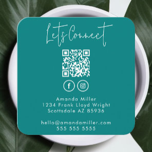 Social Media QR Code Connect With Us Modern Square Square Business Card