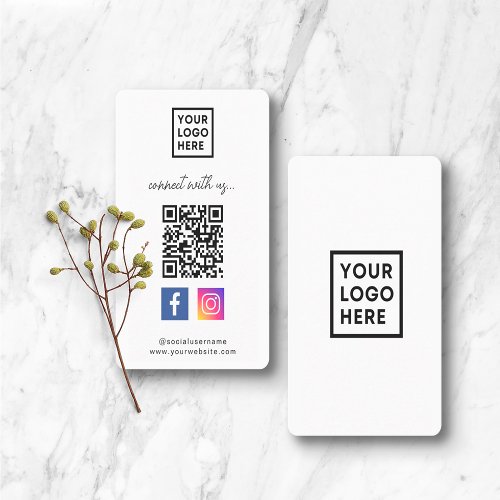 Social Media QR Code Connect with us White Business Card