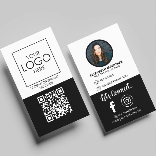 Customizable Social Media QR Code Employee Photo &amp; Company Logo Business Card
