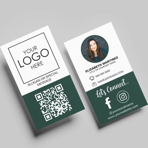 Social Media QR Code Employee Photo  Company Logo Business Card