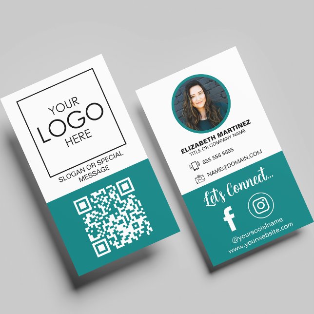 Social Media QR Code Employee Photo & Company Logo Business Card (Creator Uploaded)
