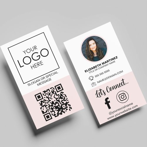 Social Media QR Code Employee Photo  Company Logo Business Card