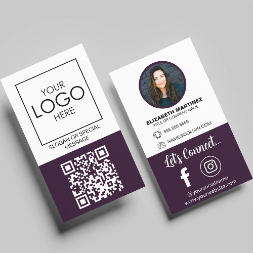 Social Media QR Code Employee Photo  Company Logo Business Card