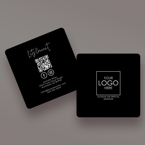 Social Media QR Code Employee Photo  Company Logo Square Business Card