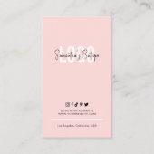 Social Media QR Code Feminine Pink Modern Business Card (Back)