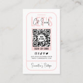 Social Media QR Code Feminine Pink Modern Business Card (Front)