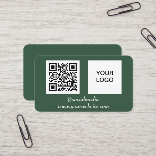 Social media QR Code Green Professional Modern Business Card
